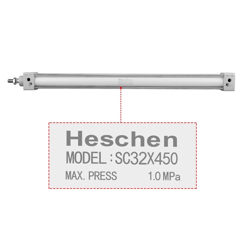 Heschen Pneumatic Standard Cylinder SC 32-450, PT1/8'' Port, 32mm Bore,