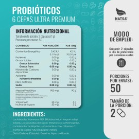Probioticos 100 Cpsulas, 5 Billones por toma, Cepas Premium, Reforzado con Inulina y Vitamina C, Calidad Premium                                      