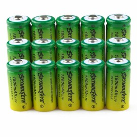 SKYWOLFEYE 15pcs SKYWOLFEYE 16340 RCR123A 1800mAh Rechargeable Battery Cell Batteries