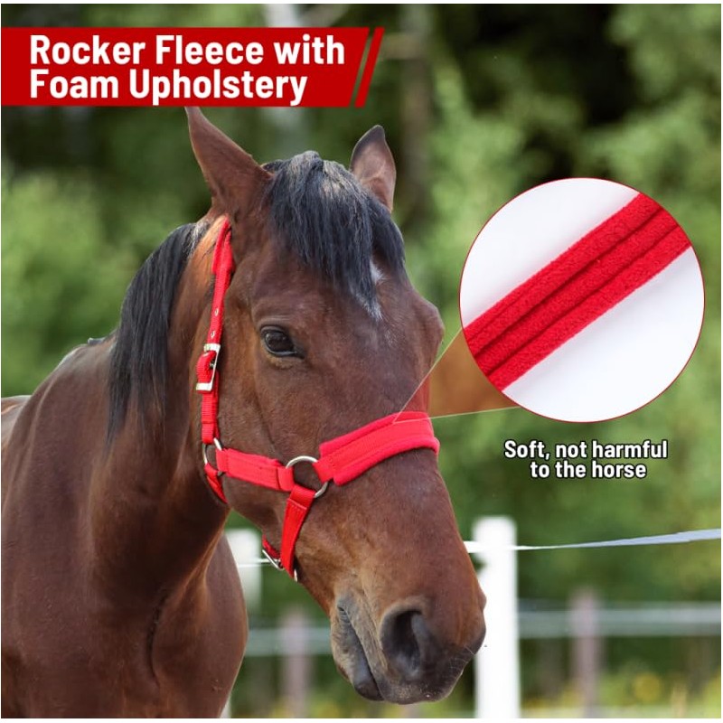 Kabahorze Adjustable Horse Halter with Polar Fleece Lined, Rope Halters,