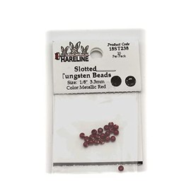 Hareline Slotted Tungsten Beads #238 1/8'' (3.18mm) Metallic Red