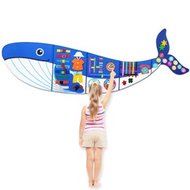 Rivibou Whale Busy Board Montessori Toys for Toddlers, Sensory Wall Activity Busy Board-Learning Activity Center Early Educational for Kids 3+ Year Old, Boys Girls Gift (Birthday Christmas) ﻿