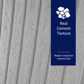 Art3dwallpanels Slat Wall Paneling 4-Pack Cement Texture 3D Wall Panels, 24" x 48" Slat Design PU Wall Panels for Interior Wall Decor, Cement White