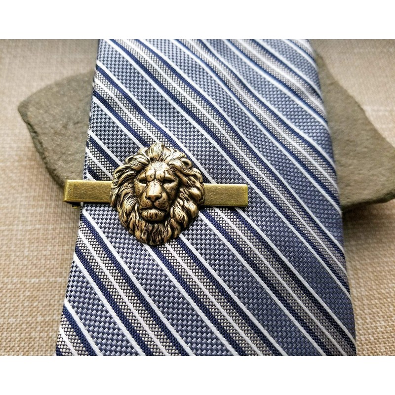 Handmade Oxidized Brass Lion Tie Clip