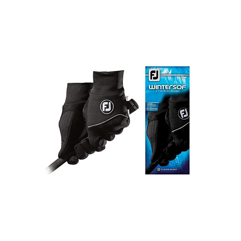 FootJoy Men's WinterSof Pair Golf Glove Black Small, Pair