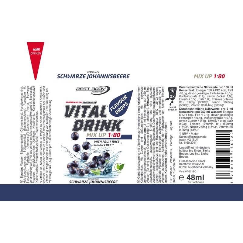 Best Body Nutrition Vital Drink Squeeze 12 x 48 ml