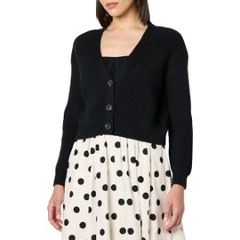 The Drop Women’s Sari Cropped Button-Front Cardigan, Black, S