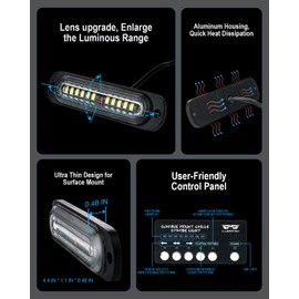 LUMENIX White Amber LED Surface Mount Strobe Flashing Lights Kit w/Controller 8PCS Grille Side Marker Emergency Warning Caution Light Assemblies for Construction Vehicles Trucks, Traffic| Sync Feature