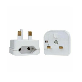 5A Fused Euro to UK Plug Converter 2 to 3 Pin Adapter - White