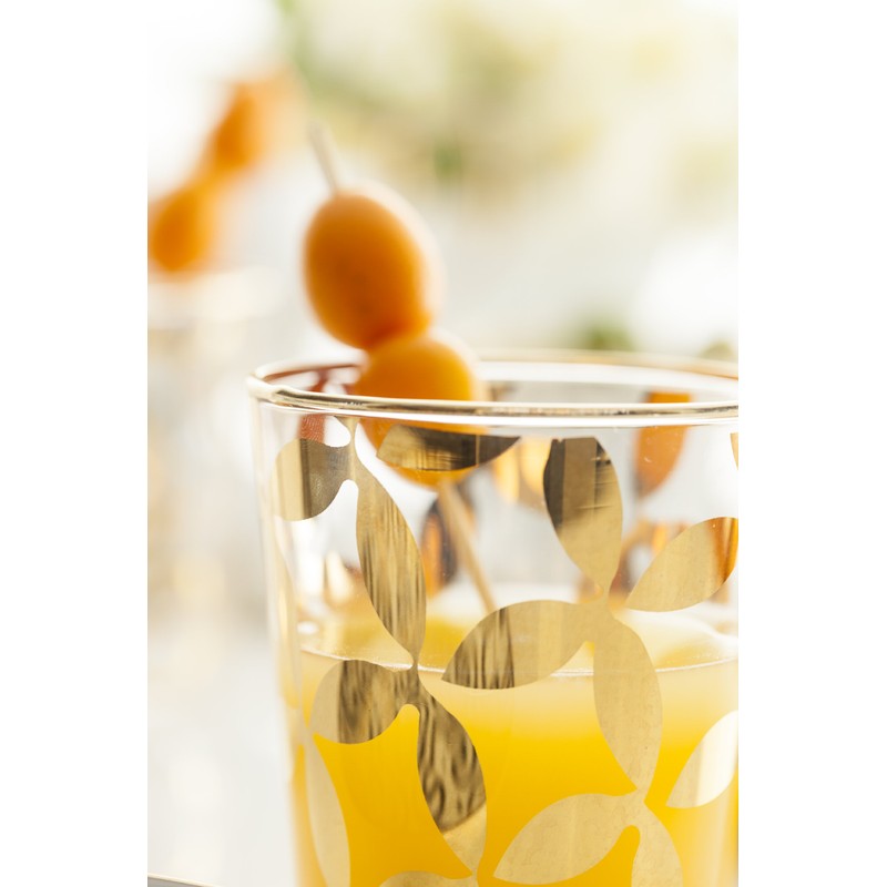 Rosanna Luxe Moderne Double Old Fashioned Glass, Clear/Gold, Set of