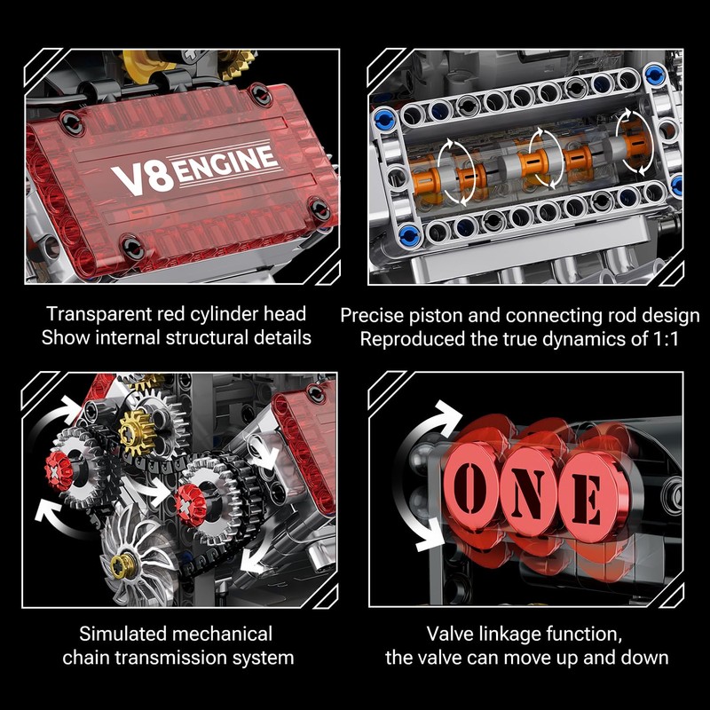 V8 Engine Model Kit That Works Micro Building Blocks Set