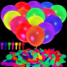 GoldRock Pack of 100 Neon Balloons Black Light Decoration, Balloons Colourful Neon Party Decoration, 10 Inch Balloons Small Neon Decoration, Black Light Party Light Balloons, Neon Balloons for