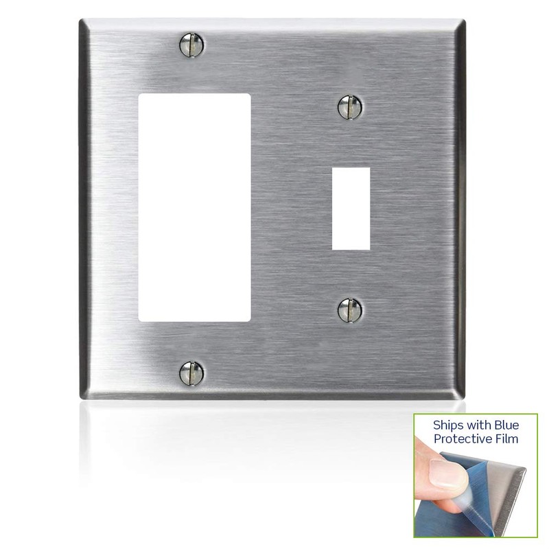 Leviton 2-Gang 1-Toggle, Decora/GFCI Device Combination Wallplate, Device Mount, S126,