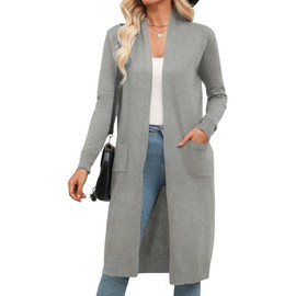 Zeagoo Women's Long Sleeve Cardigan Sweaters Lightweight Cardigans Sweater Cozy Knit Sweaters with Pockets Summer Shrug