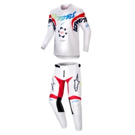 Alpinestars Racer Hana White/Multicolor Youth Moto Gear Set - Pant and Jersey Combo