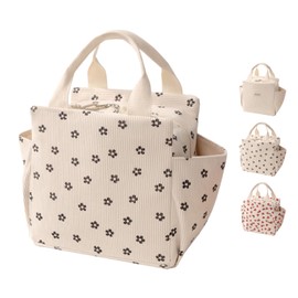 TELLUMO Corduroy Insulated Lunch Bag for Women - Large Capacity Leak Proof Work Tote for Nurses & Teachers (Corduroy Love)