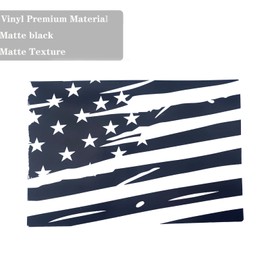 Alicatong Compatible with Jeep Gladiator JT 2020 2021 2022 2023 2024 Rear Middle Back Center Sliding Window American US Flag Vinyl Decals Accessories Matte Black Distressed (D)
