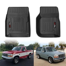 Para 1980-1996 Ford F150/Ford-Bronco, 1980-1997 F-250/F350 Alfombrillas de piso delantero para todo tipo de clima TPE accesorios (para 1980-1996 F-150/Bronco/F-250/F350)