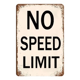 No Speed Limit Sign Vintage Metal Signs Garage Sign For Man Cave Vintage Funny Garage Wall Decor Street Tin Signs Metal Street For Bedroom Road Sign Bedroom Decor For Men Hot Wheels Room Decor 8x12