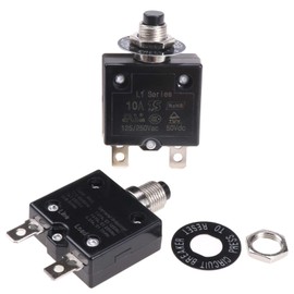 RKURCK 125-250V AC 50V DC Push Button Circuit Breaker 15 Amps Thermal Overload Protector L1 Series Manual Reset Thermal Circuit Breaker 15A 2 Pcs