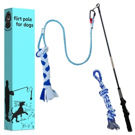 Ruby & Friends Flirt Pole for Dogs is Perfect for Large, Medium & Small Dogs, with 2 Attachments, The Dog Flirt Pole is 35" in Length and Comes with a Fleece Tether Toy and Rope Attachment