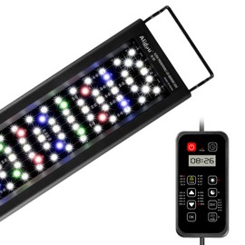 Alidou Advanced 7-Row LED Aquarium Light, Easy Setup Controller, Auto On Off Full Spectrum Fish Tank Light, 24/7 Lighting Cycle, 8 Colors, 10 Level Dimming, 62W for 48"-54" Freshwater Planted Tank