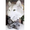 Realistic Large Gray Wolf Head Bust Statue 16"Tall Blood Lust