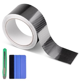 Arespark Gloss Black 6D Carbon Fiber Vinyl Tape for Chrome Delete Door Sill Protector Window Trim Blackout Vinyl Wrap, Automotive Anti-Scratch Detail Protection Film Contain Tool Kit (2in x 30ft)