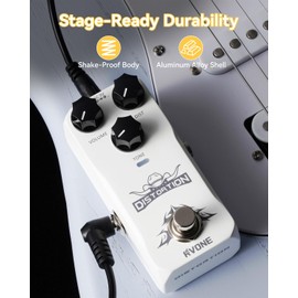RVONE High Gain Distortion Pedal for Electric Guitar, Aluminum Guitar Pedal, Analog Guitar Effects Pedal for Compact Stage & Studio Pedal, True Bypass