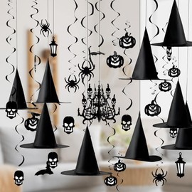 JOYIN 27 piezas de decoraciones colgantes de Halloween y sombreros de bruja, decoración de araña de casa embrujada, decoración de Halloween para colga