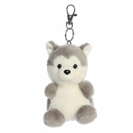 Aurora® Adorable Palm Pals™ Busky Husky™ Clip-On - Fun Collectible Plush for Kids and Adult Collectors - Perfect for Decorating Rooms and Birthday Gifts - Gray 4 Inches