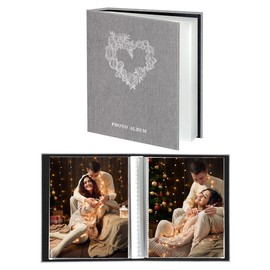 Miaikoe Small Photo Album 6x4 52 Pockets 2 Packs, Slip in Top Loading Mini Linen Album Book Holds 100 Vertical 10x15cm Photos for Family Wedding Anniversary (Grey)