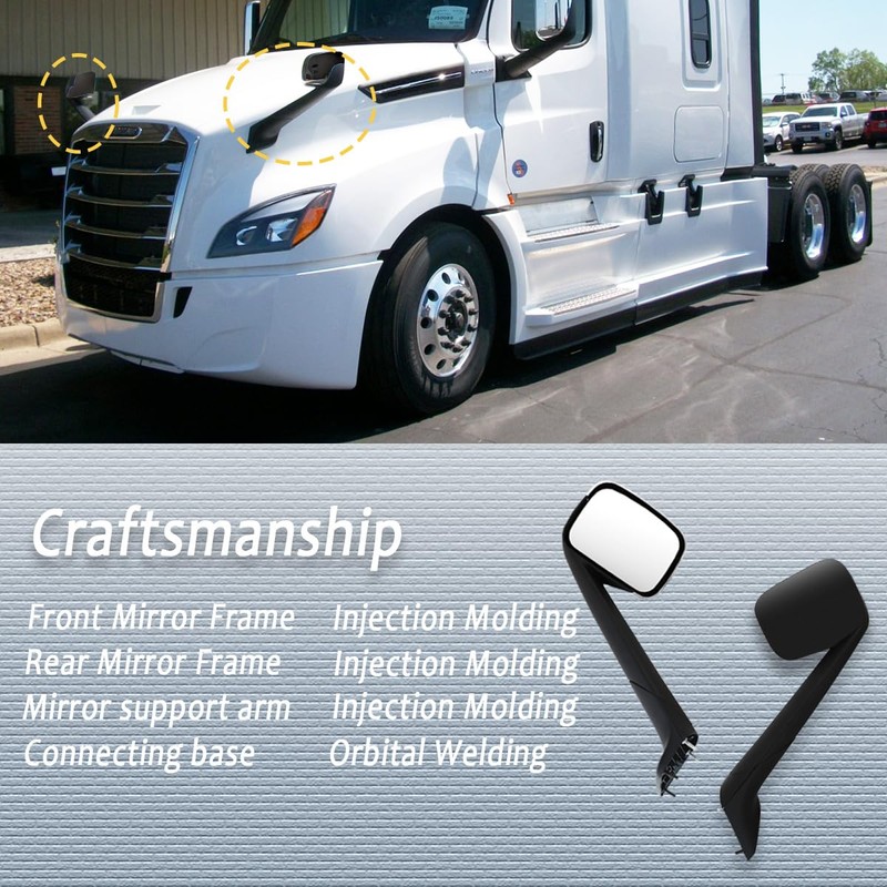 Hood Mirror for FREIGHTLINER CASCADIA, Heated Hood Mirror Assembly for