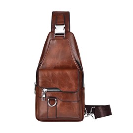 Hnonoxy Sling Bags Chest Bag Men's Shoulder Bags Crossbody Shoulder Bags Crossbody Bags PU Leather Waterproof Casual Chest Bags for Hiking Cycling Camping, dark brown