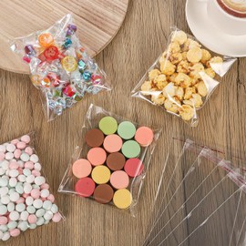 DIAEMI 400Pcs Cellophane Bags Cookie Bags with Seal, 4.7 * 7 Inches Clear Treat Bags Small Plastic Bags Self Sealing for Packaging Cookies,Gifts,Favors, Products,Candy (12 * 21CM)