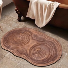 Wood Grain Bath Mat Cute Annual Ring Gray Bathroom Rugs Funny Non Slip Bathtub Decor Mats Super Absorbent Floor Carpet Machine Washable Quick Dry Bahtmat for Tub, Shower, Bedroom，Kitchen，23.6"x35.4"