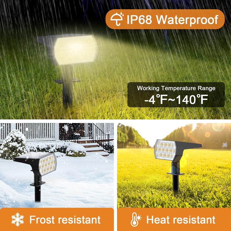 WELALO Solar Spot Lights Outdoor, [2 Pack/65 LED/3 Modes] Solar