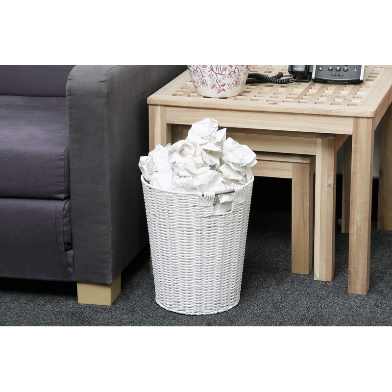Arpan White Resin Plastic Strong Round Waste Paper Bin/Basket/Storage -Ideal