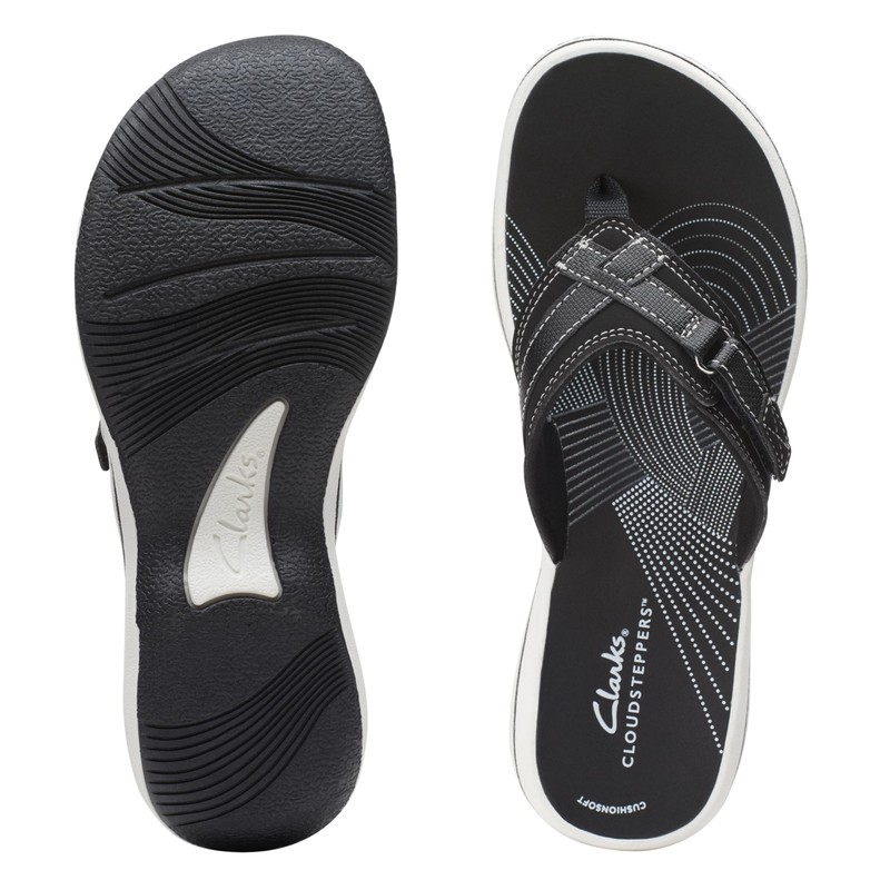 Clarks Clarks womens Breeze Sea Flip Flop, Black Synthetic, 11