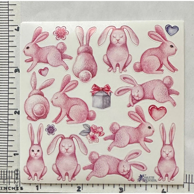 Violette Stickers Pink Bunnies Craft Planner Supply Scrapbook Easter Baby