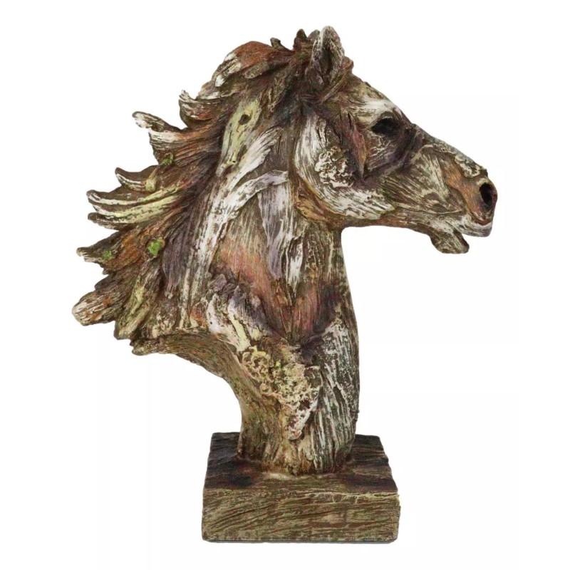 Faux Driftwood Equine Beauty Mustang Horse Head Desktop Plaque Sculpture