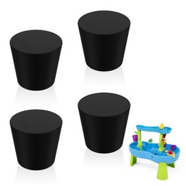 4Pcs Water Table Plug Replacement Compatible with Step 2, Solid Rubber Stopper, Black Tapered Shaped Drain Plug, Good Sealing for Hold Water, Widely Used in Test Tubes and Pots for Plants