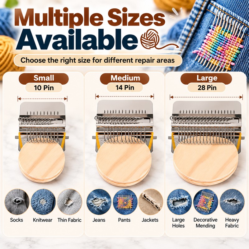 14 / 28-Hook Mini Darning Loom Kit for Clothing Repair