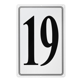 M METERXITY Aluminum Number Sign 19, 11.8 Inch House Numbers and Metal Letters, Parking Spot Letter Signs, Metal Letter Wall Decor for Garden/Door/Mailbox [Black Text On White]