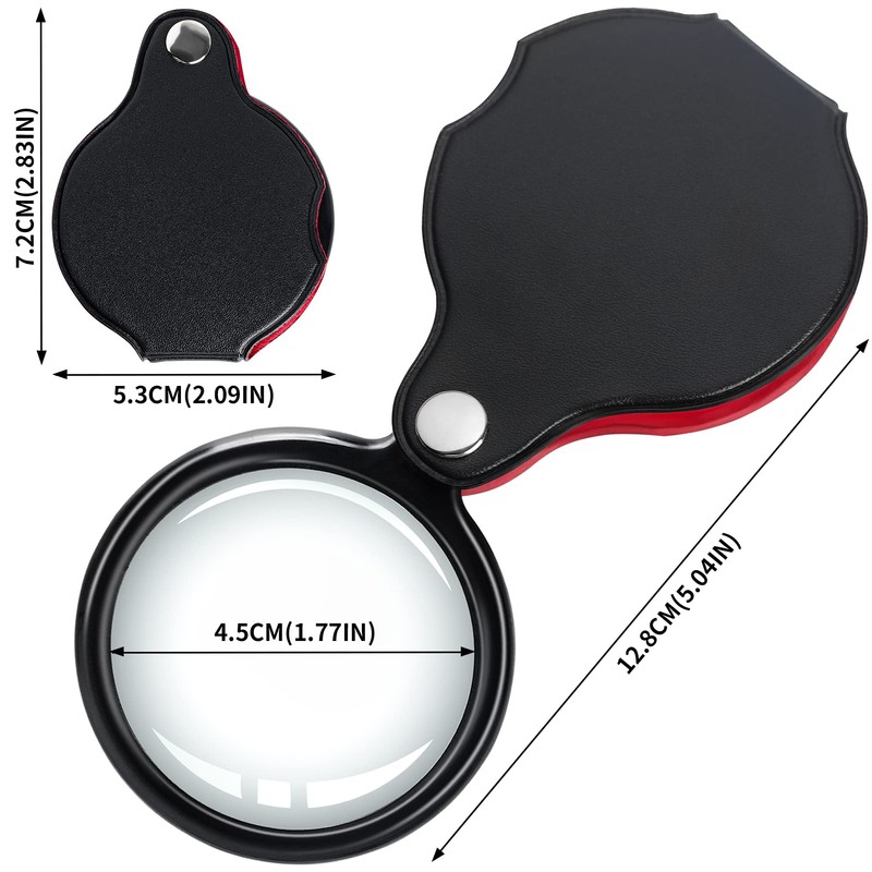 20X Pocket Magnifier - Black Mini Portable Handheld Folding Eye