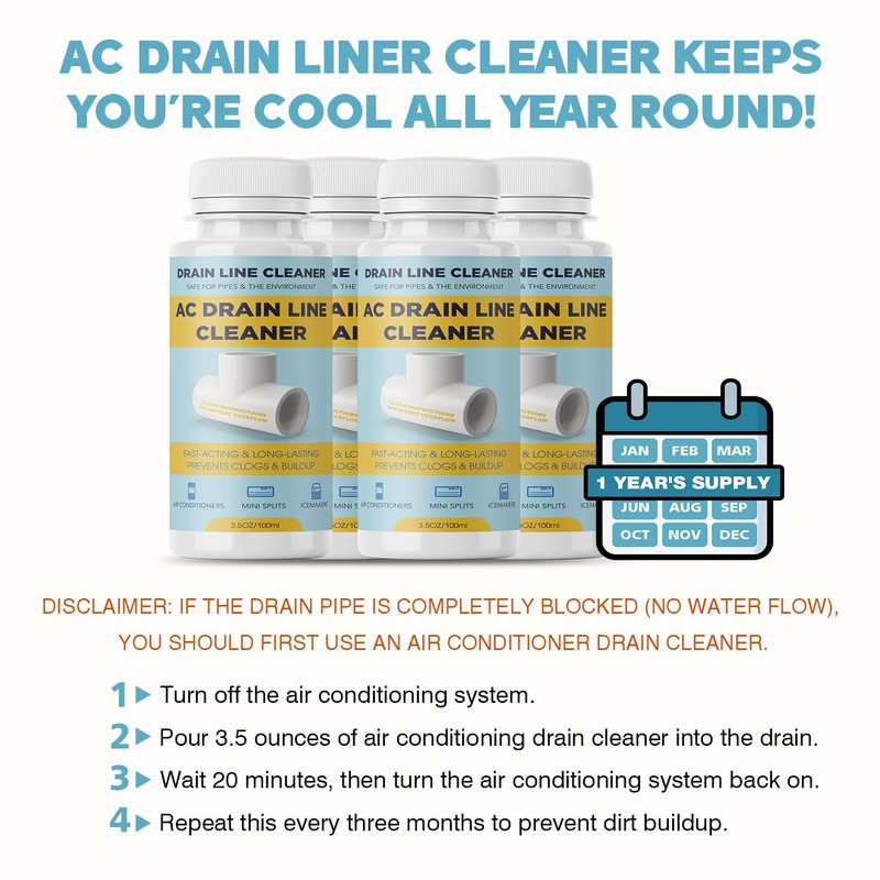 4 Pack A/C Condensate Drain Line Cleaner - Prevents Odors