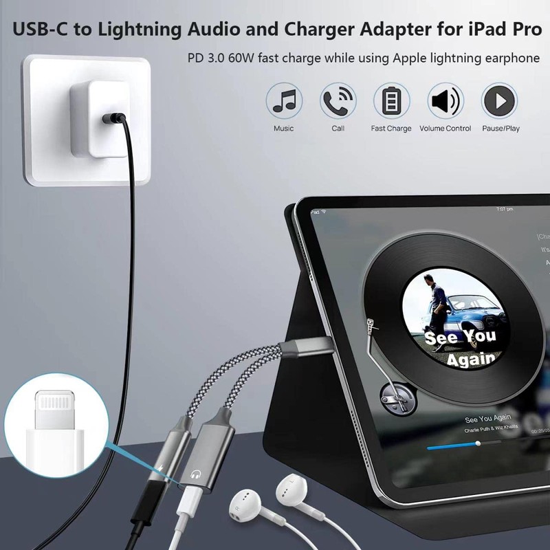 Azddur USB C to Lightning Audio Adapter, PD 60W Quick