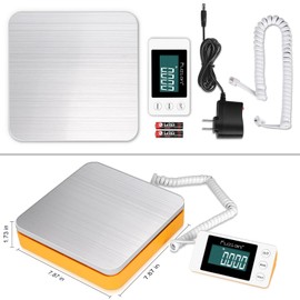 Fuzion Digital Postal Scale - Shipping Scale 110 lb x 2g Accuracy, Large LCD Display, 5 Units, Scale for Packages - Dual Power Supply (Batteries & Adapter)