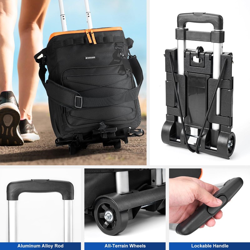 Odoland 48 Cans Soft Cooler with Wheels and Handle Collapsible