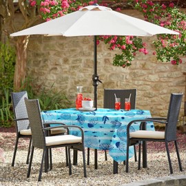 Virtumob Outdoor Tablecloth Blue Ocean Beach Tablecloth for Spring Summer, 60 x 84 inch Table Cloth with Umbrella Hole and Zipper, Perfect for Kitchen Dining Room Picnic Party Banquet, Outdoor Use